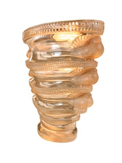 1939 Saint-Marc Sepia-Color Frensh Art Deco Glass Vase from René Lalique