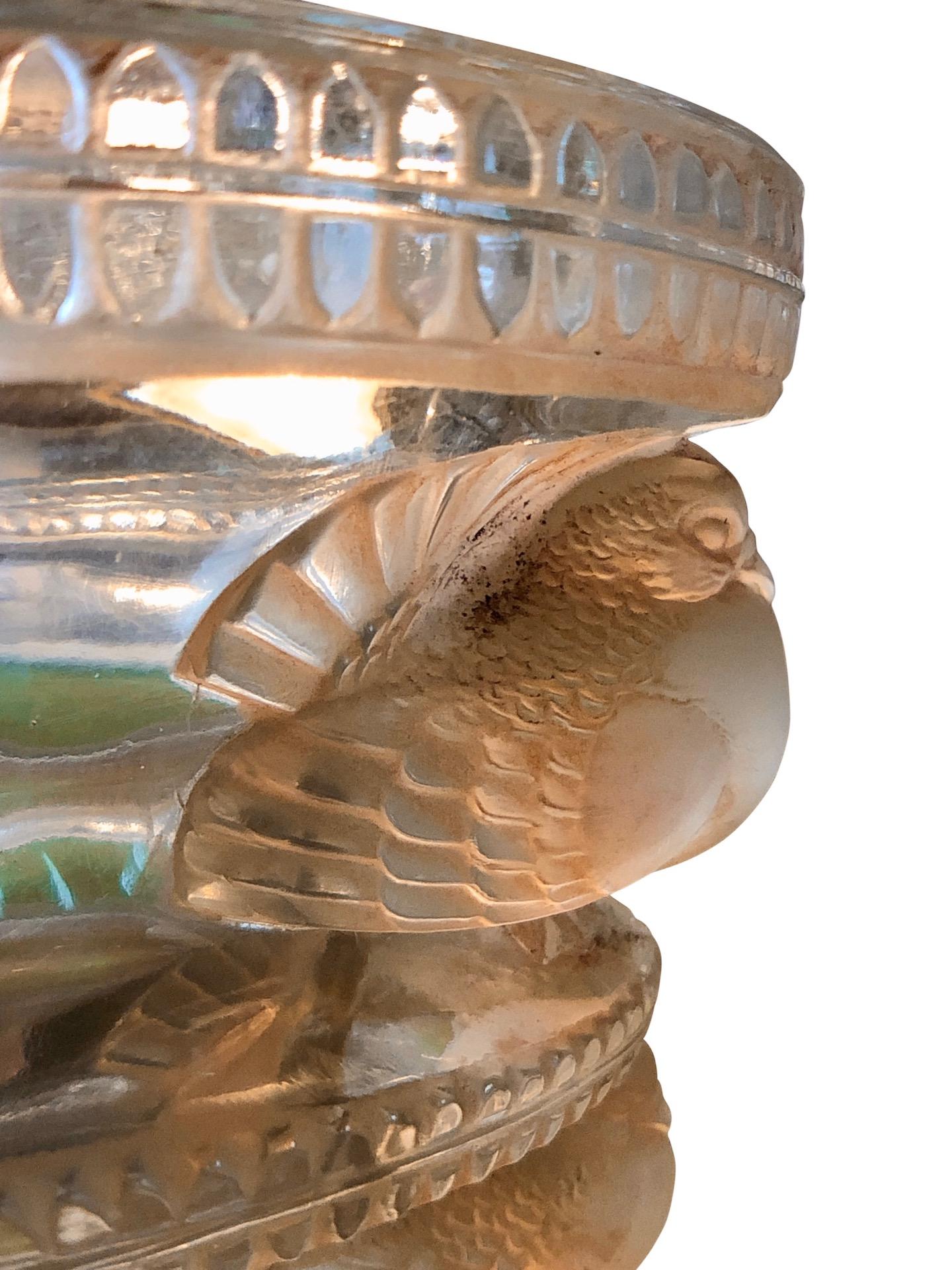 1939 Saint-Marc Sepia-Color Frensh Art Deco Glass Vase from René Lalique For Sale 3