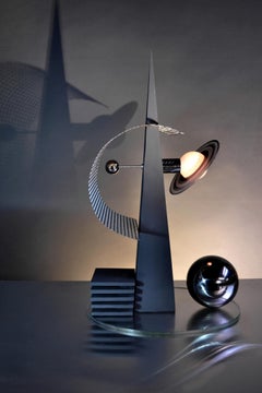 / ART DONOVAN /  "1939"  Nickel, Metallic Gray, Wood, Illuminated Sculpture