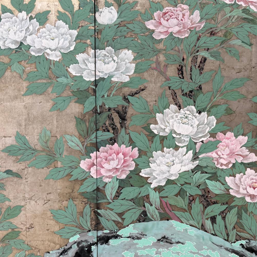1939 Jahre Japanischer sechsteiliger Raumteiler „Spring Reverie“-Raumteiler im Angebot 1