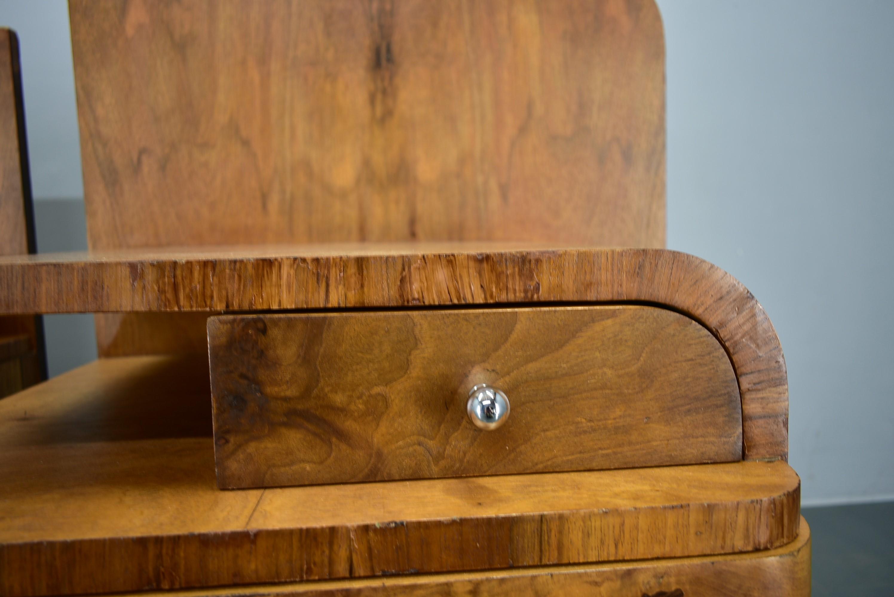 1939s Pair of Art Deco Bedside Tables, Czechoslovakia For Sale 5