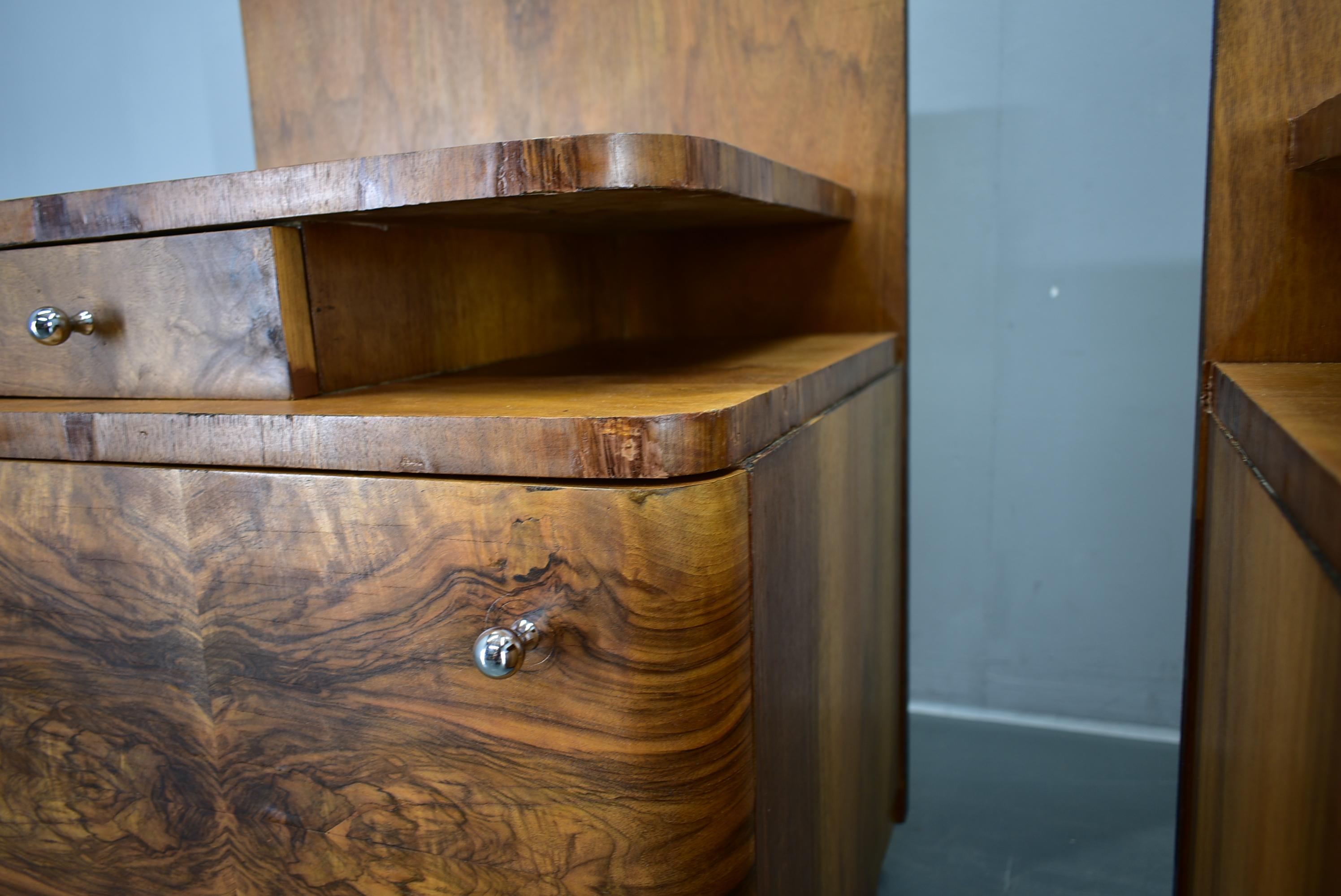 1939s Pair of Art Deco Bedside Tables, Czechoslovakia In Good Condition For Sale In Praha, CZ