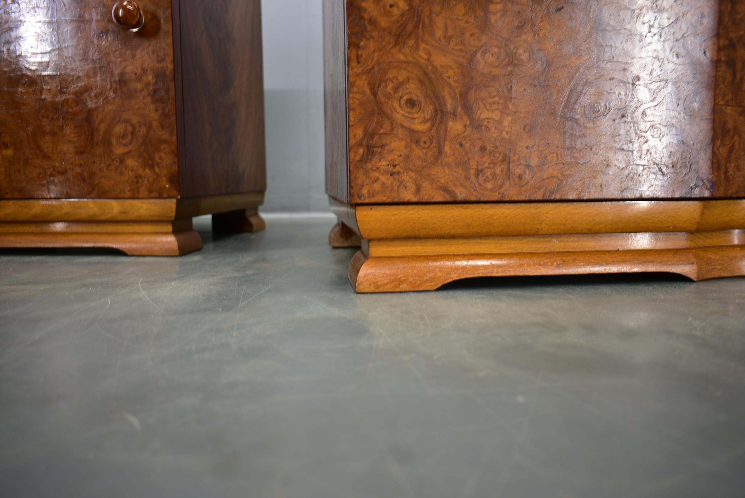 Mid-20th Century 1939s Pair of Art Deco Bedside Tables, Czechoslovakia For Sale