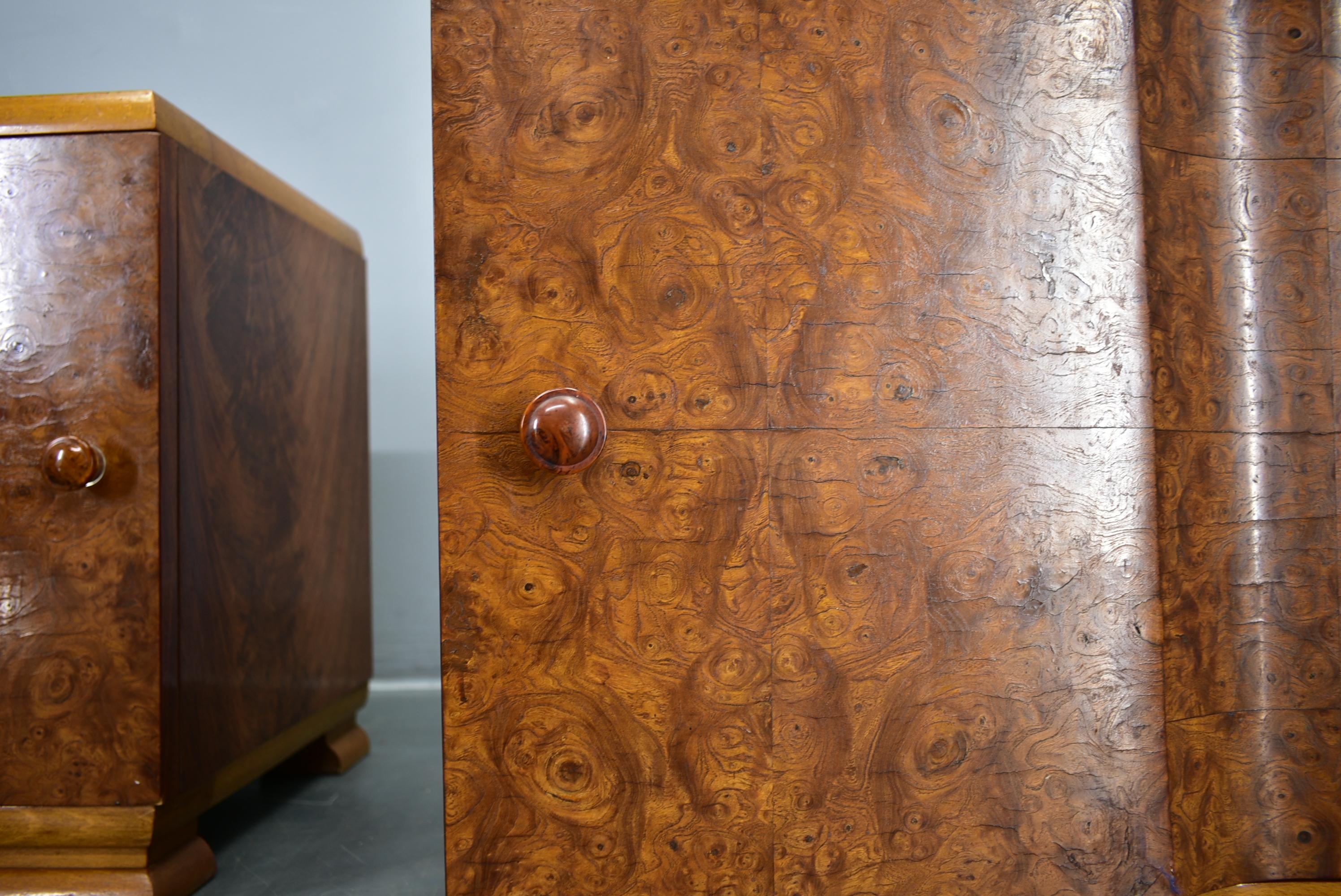 Wood 1939s Pair of Art Deco Bedside Tables, Czechoslovakia For Sale