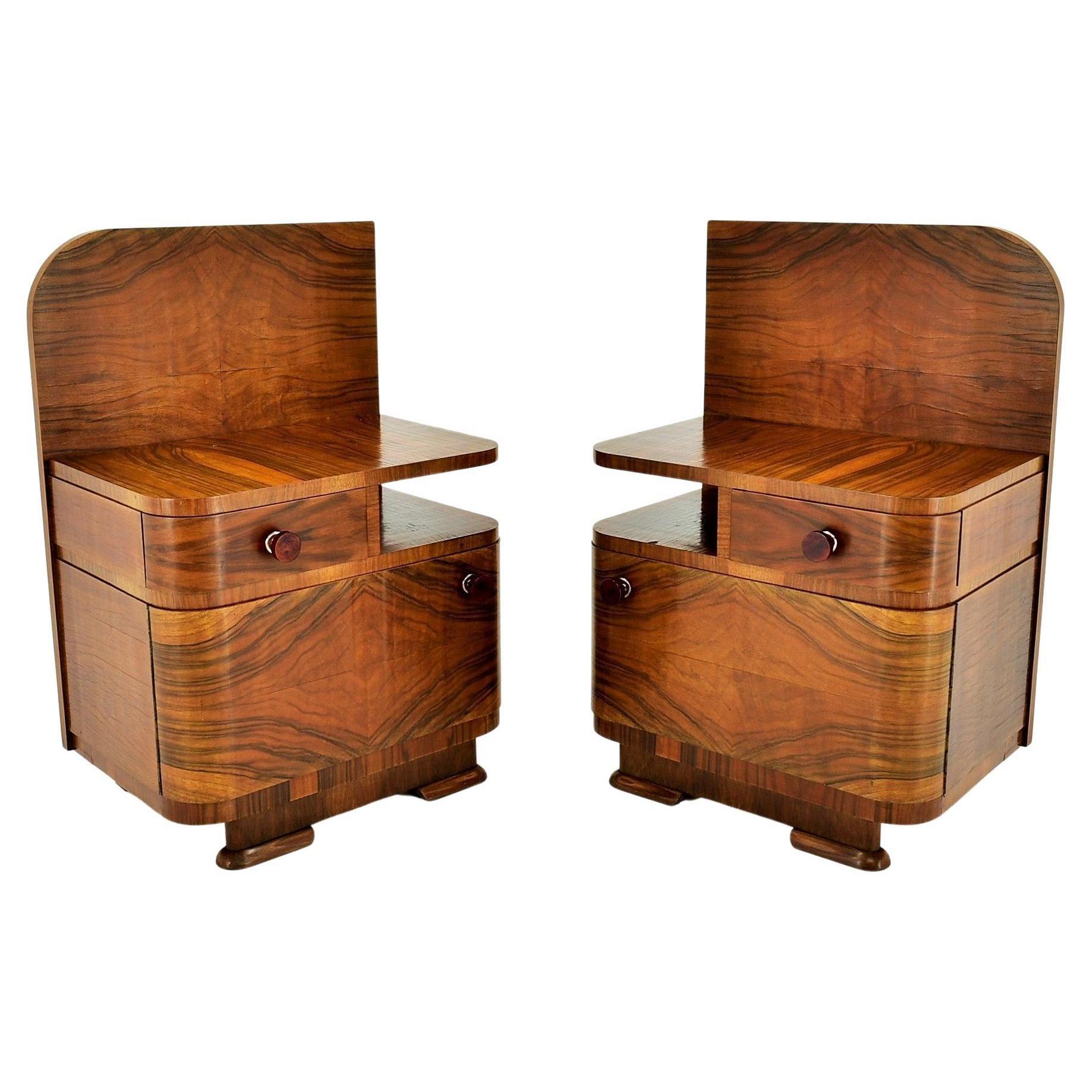 1939s Pair of Art Deco Bedside Tables, Czechoslovakia