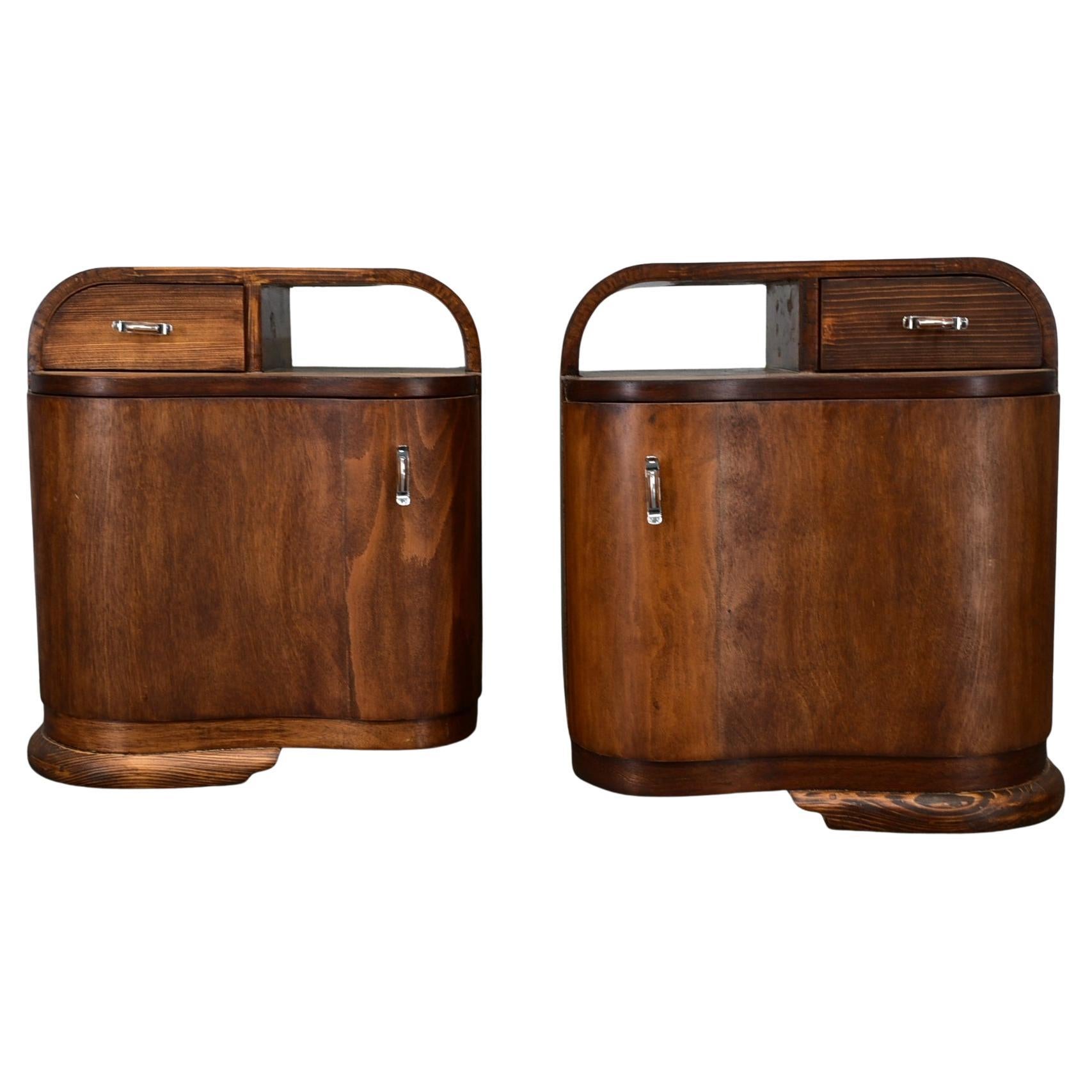 1939s Pair of Art Deco Bedside Tables, Czechoslovakia