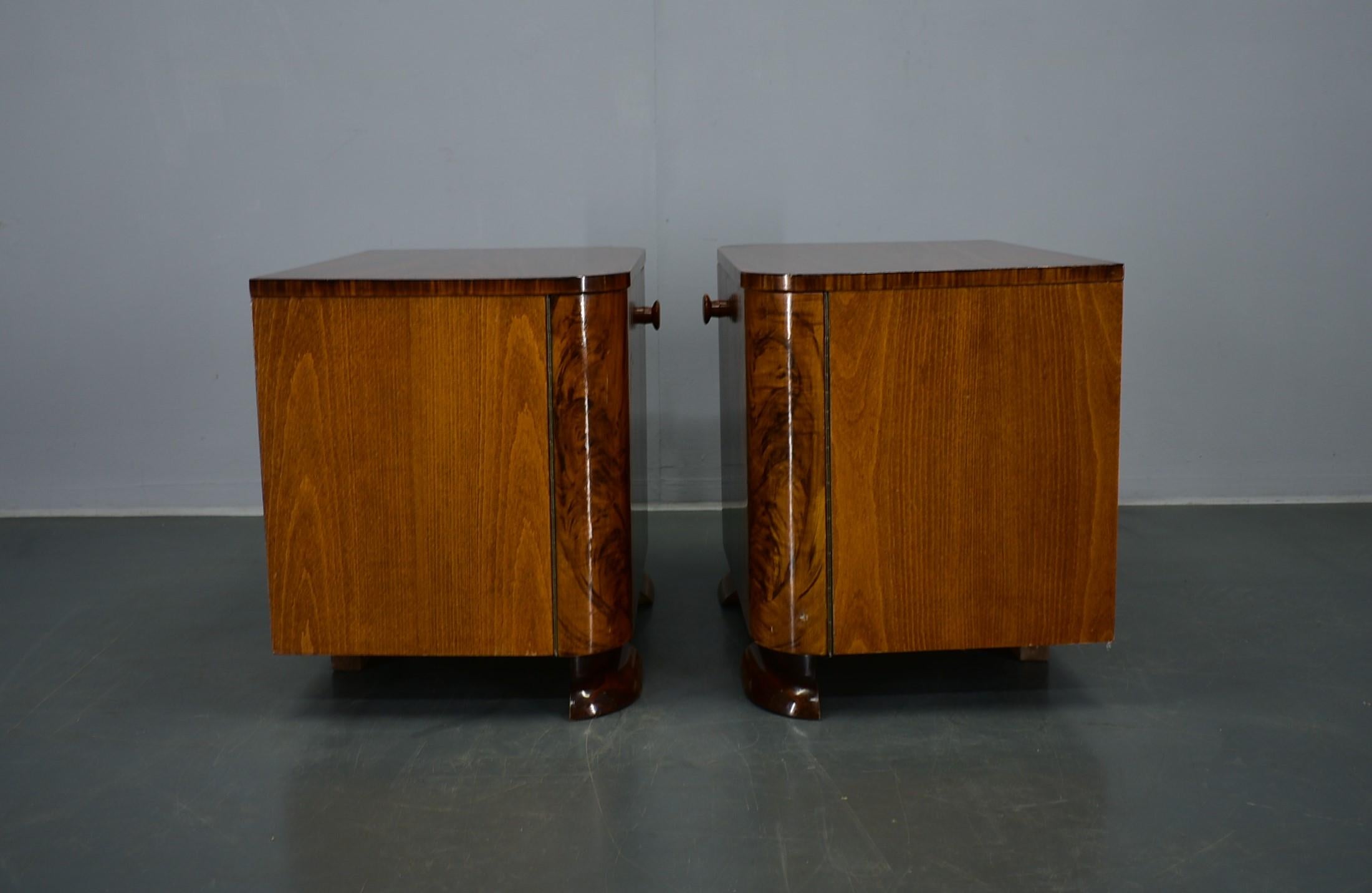 1939s Pair of Rare Art Deco Bedside Tables, Czechoslovakia 7