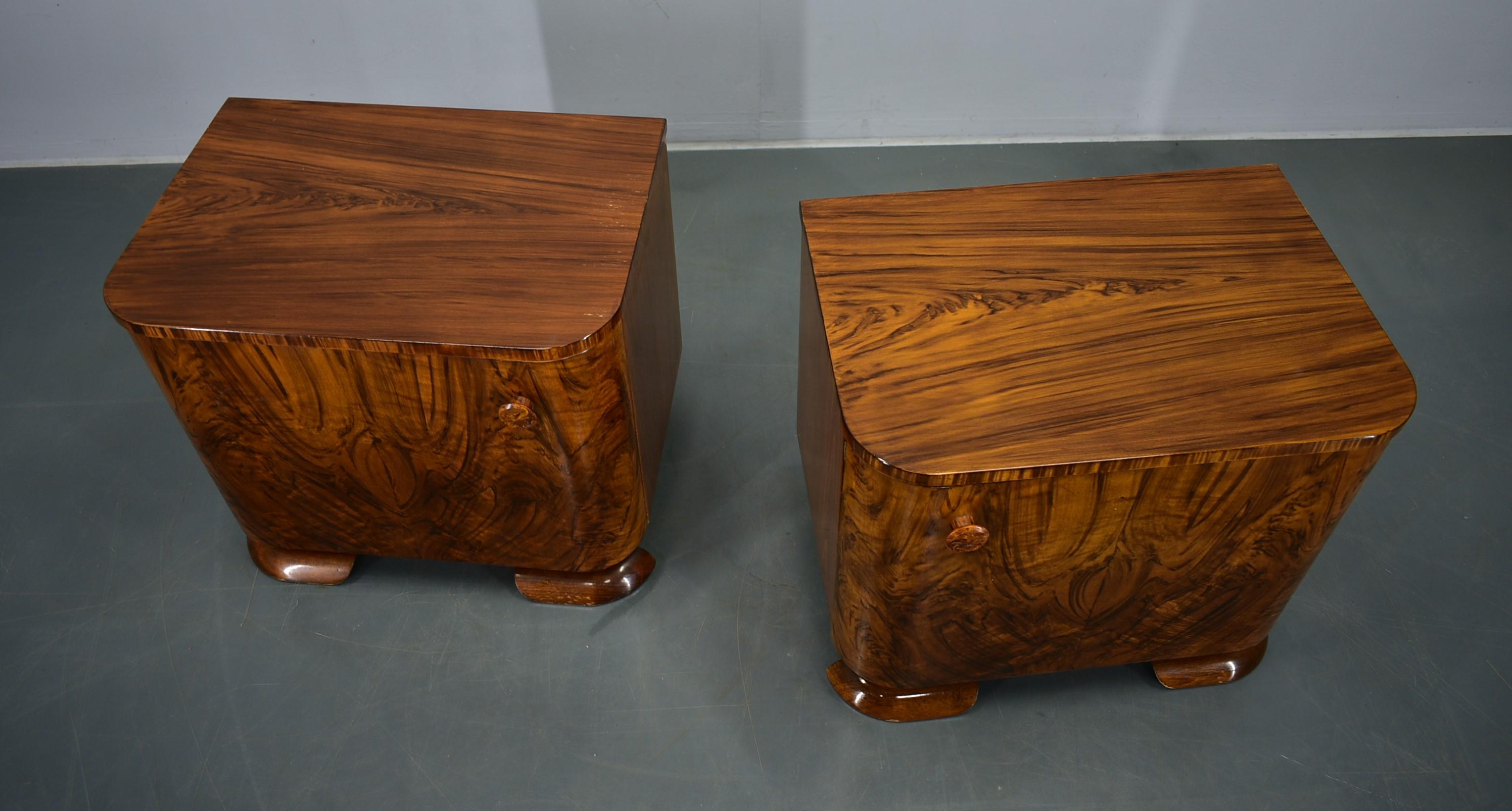 1939s Pair of Rare Art Deco Bedside Tables, Czechoslovakia In Good Condition In Praha, CZ