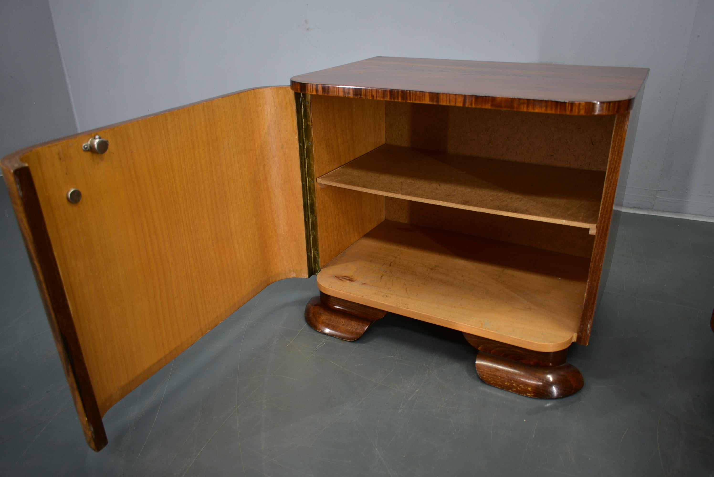 1939s Pair of Rare Art Deco Bedside Tables, Czechoslovakia 1
