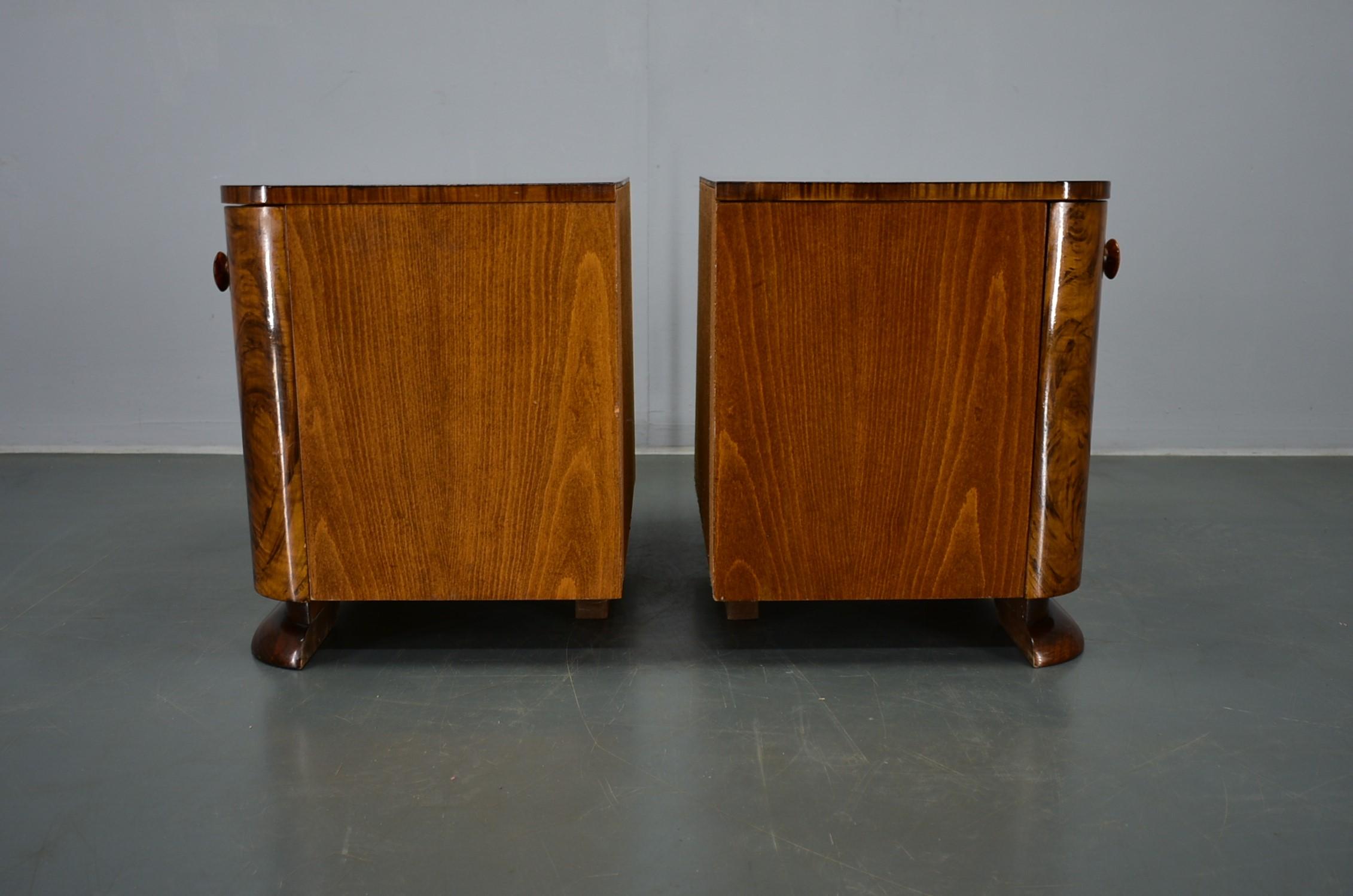 1939s Pair of Rare Art Deco Bedside Tables, Czechoslovakia 3