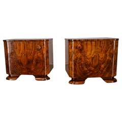 1939s Pair of Rare Art Deco Bedside Tables, Czechoslovakia