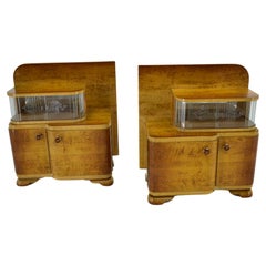 1939s Set of Art Deco Bedside Tables , Czechoslovakia