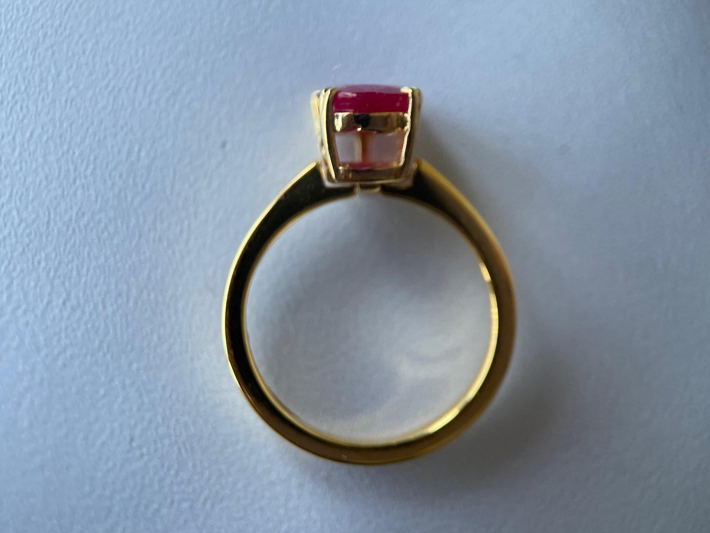 Women's 1.93Ct Burma Unheated Ruby Ring/pendant in 18K Yellow Gold For Sale