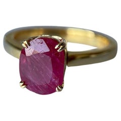 1.93 Karat Burma unerhitzter Rubinring/Anhänger aus 18 Karat Gelbgold