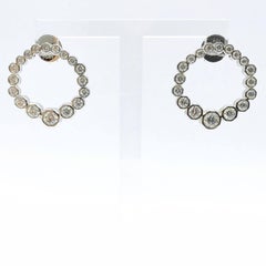 Bespoke Graduated Diamond Circle Earrings with Octagon Bezels in 14K White Gold