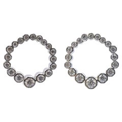 1.93ct Graduated Diamond Circle Earrings with Octagon Bezels in 14K White Gold