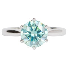 1.93ct Green Moissanite Classic 6-Prong Engagement Ring 14K White Gold