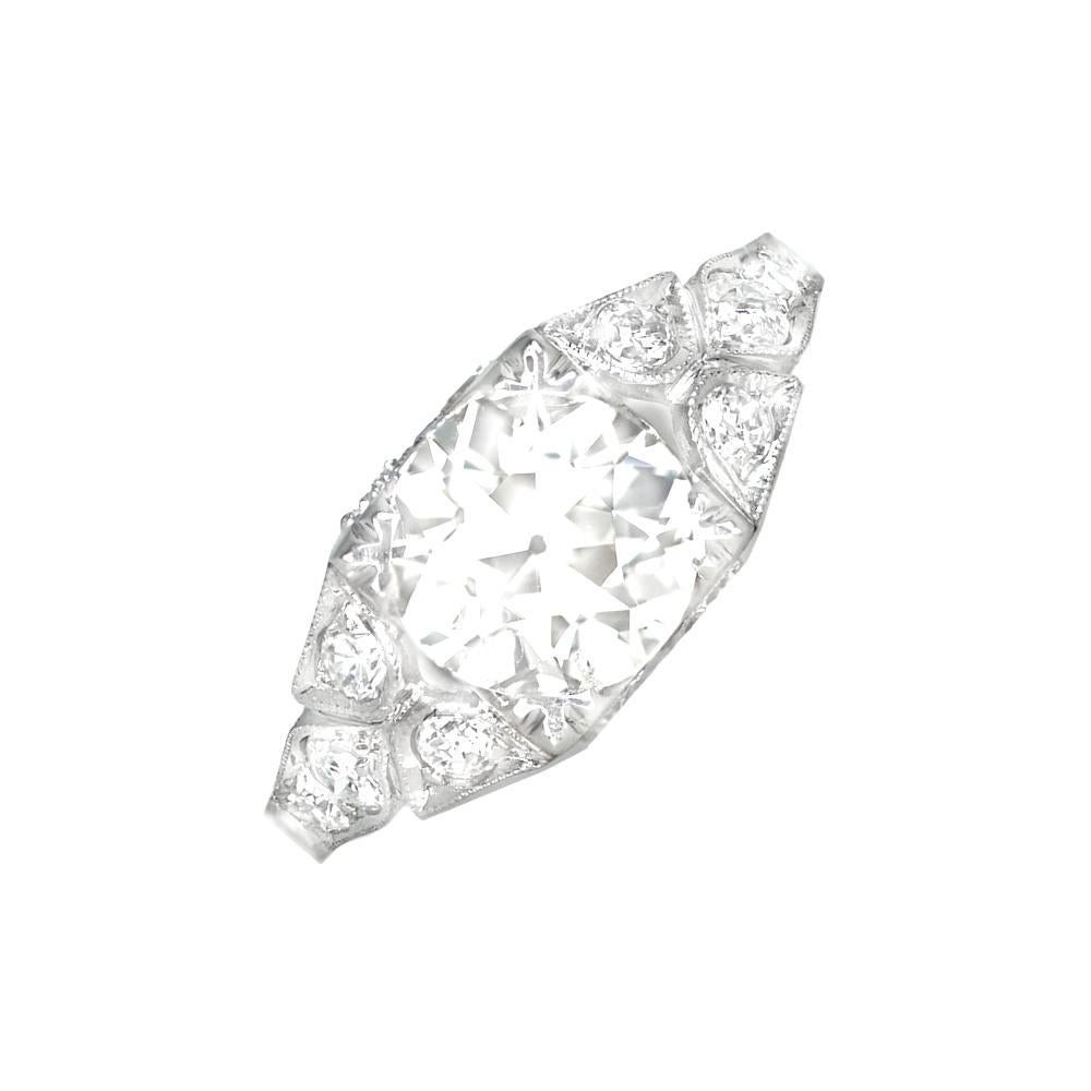1.93 Carat Old Euro-Cut Diamond Engagement Ring, Platinum For Sale