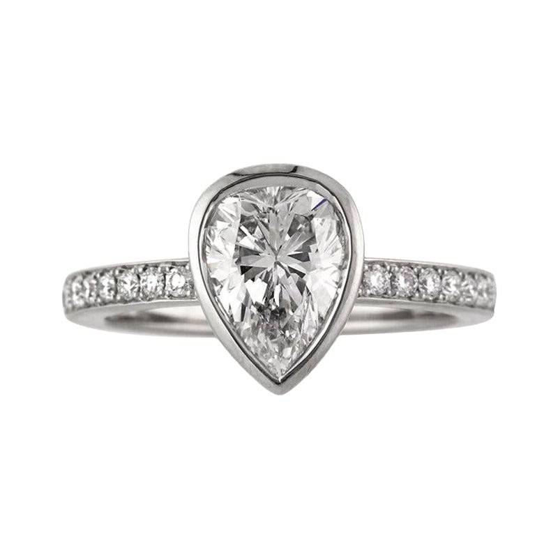 1.93ct Pear Shaped Diamond Engagement Ring For Sale