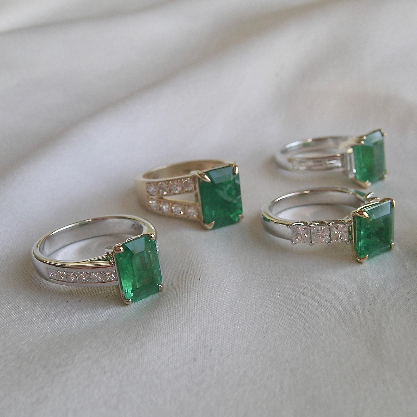Emerald Cut 1.93ct Zambian Emerald Cocktail Ring For Sale