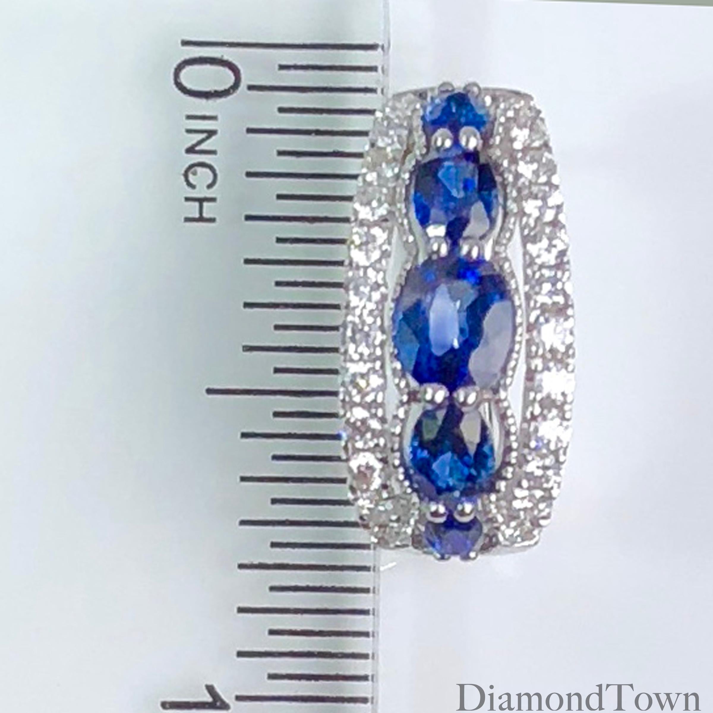 1.94 Carat Blue Sapphire and 0.54 Carat Diamond Hoop Earrings in 18 Karat Gold 1