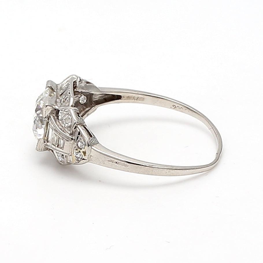 1.94 Carat Circular Brilliant Cut H VS1 Diamond Platinum Engagement Ring For Sale 2