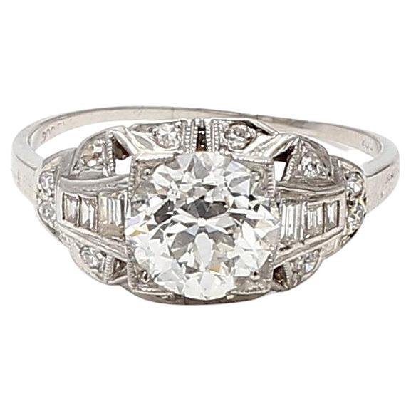 1.94 Carat Circular Brilliant Cut H VS1 Diamond Platinum Engagement Ring