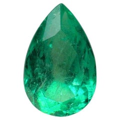 1.94 Karat crystalline grüner kolumbianischer Smaragd im Birthston-Schliff - Birnenschliff