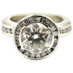 1.94 Carat Diamond EGL Cert. Engagement Ring Diamond Halo 14k White Gold Mount