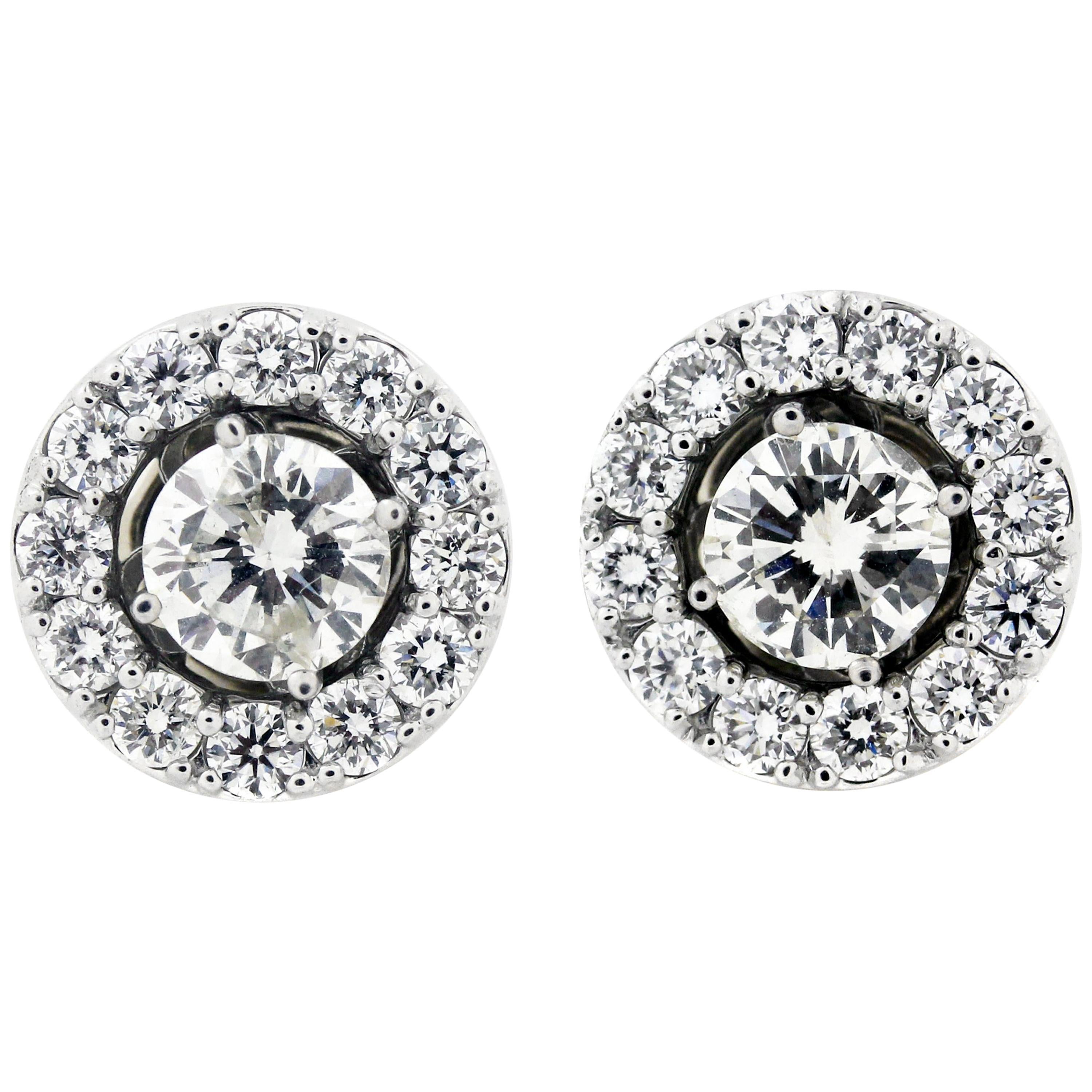 1.94 Carat Diamond Stud Earrings with Gold and Diamond Jackets