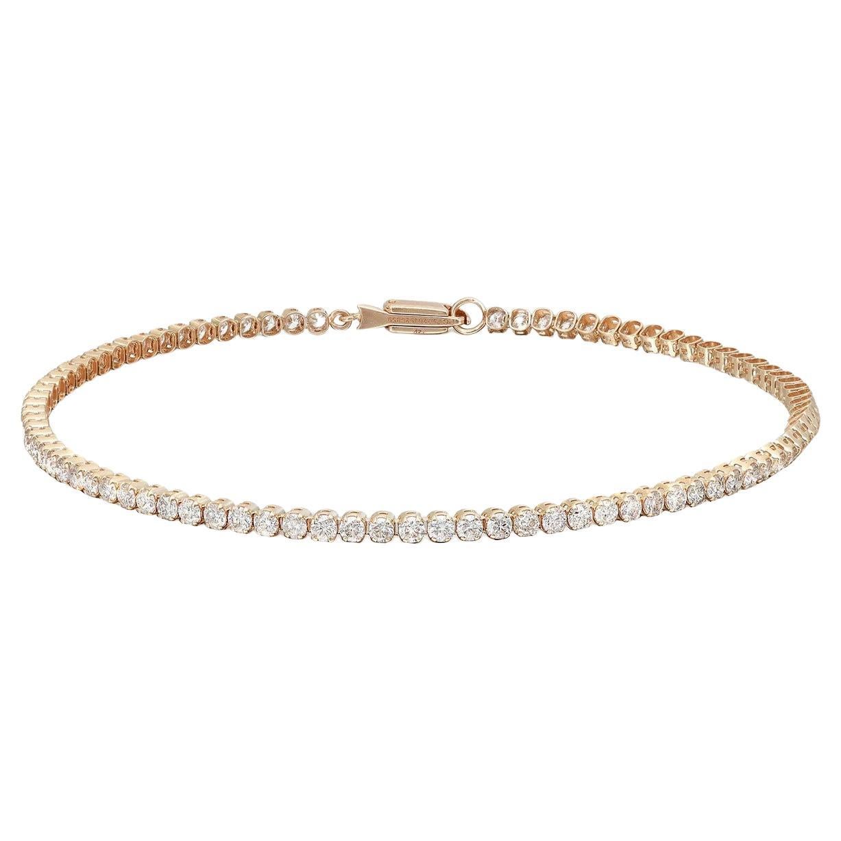 Bracelet tennis en or jaune 14 carats avec diamants de 1,94 carat  en vente