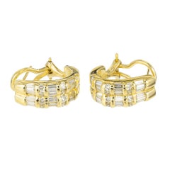 1.94 Carat Diamond Yellow Gold Half Hoop Earrings