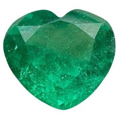 1.94 Carat Heart-Cut Colombian Emerald  Bubbly Green Loose Natural Gemstone