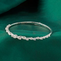 1.94 Carat Natural Pear Diamond Scattered Open Bangle in 18K White Gold