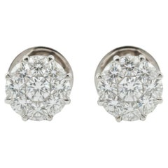 Pendientes de oro blanco de 14 quilates con diamante solitario talla pastel natural de 1,94 quilates