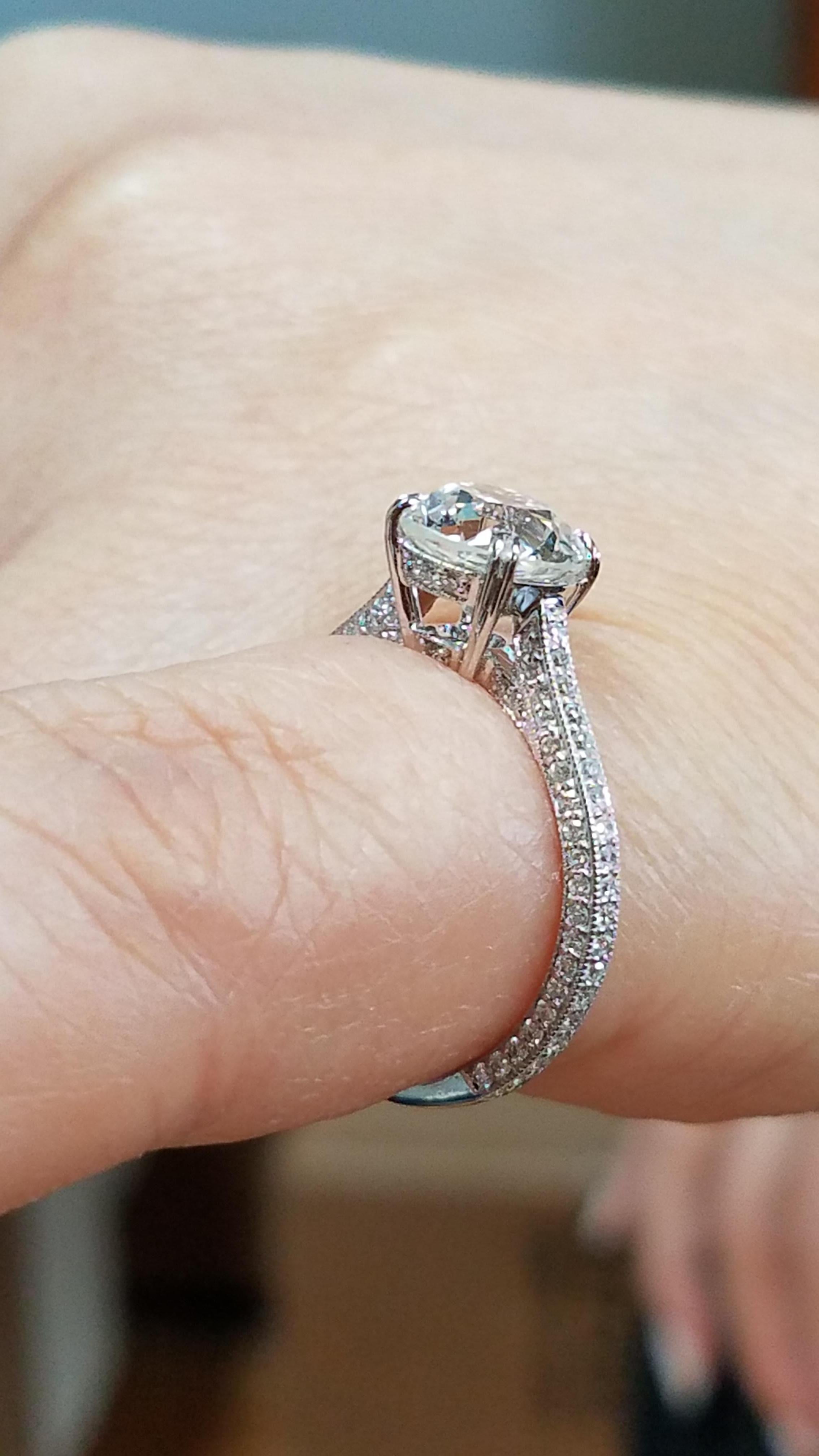 Women's 1.94 carat Old Euro cut Diamond Engagement Ring
