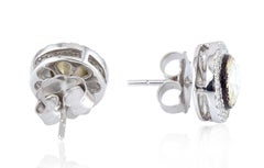 1.94 Carat Rosecut Diamond 18 Karat Gold Round Stud Earrings