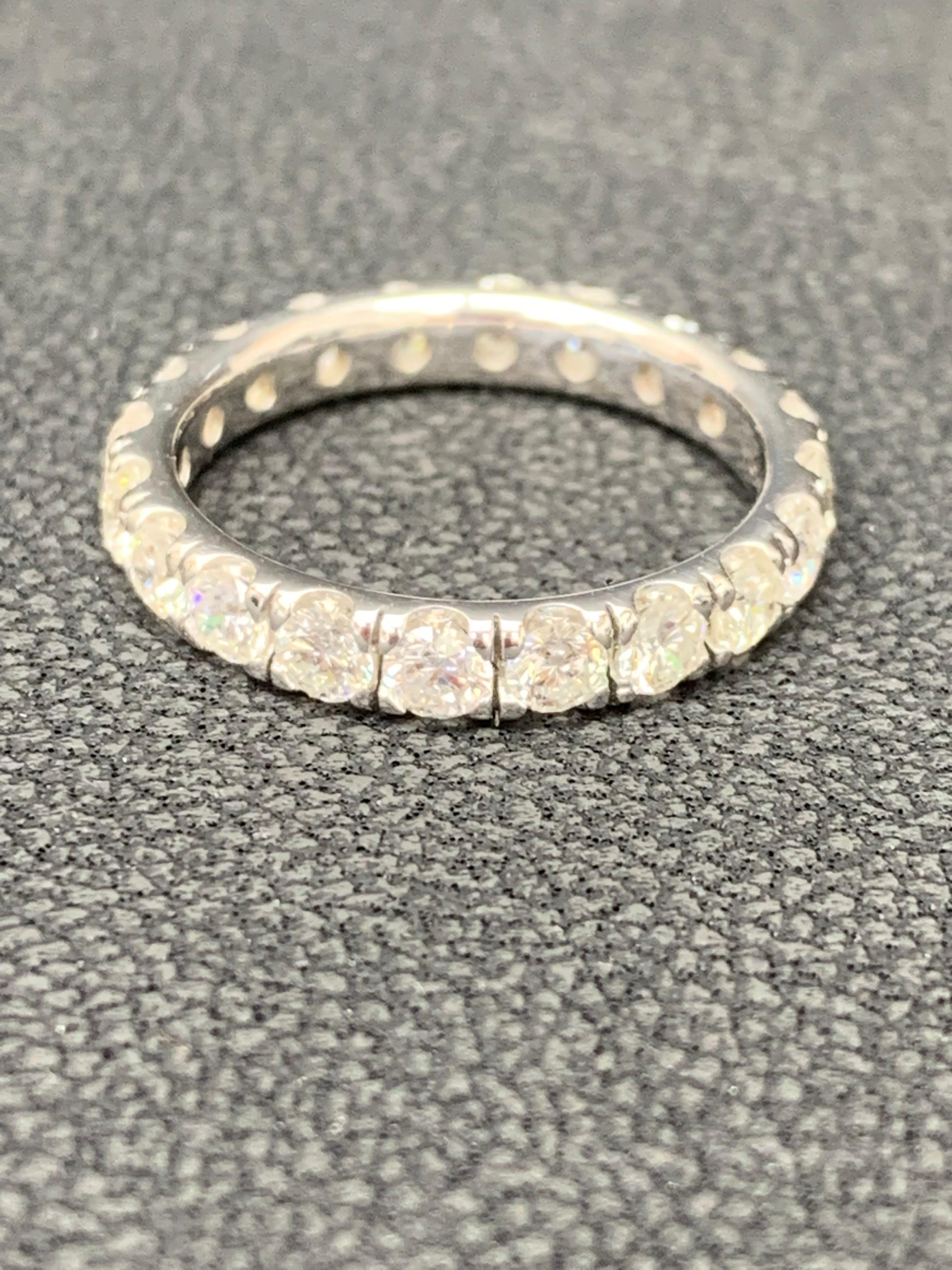 1.94 Carat Round Diamond Eternity Wedding Band in 14K White Gold For Sale 3