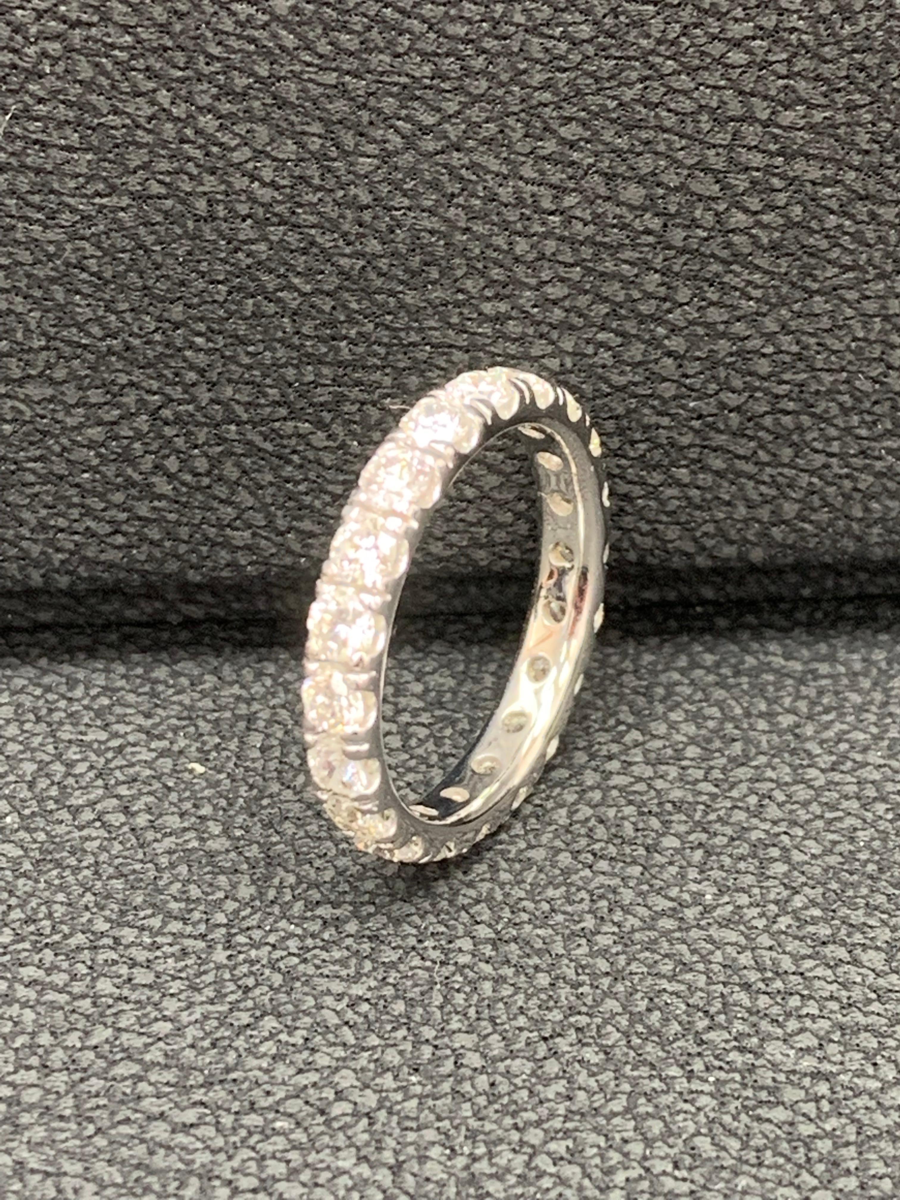 1.94 Carat Round Diamond Eternity Wedding Band in 14K White Gold For Sale 5