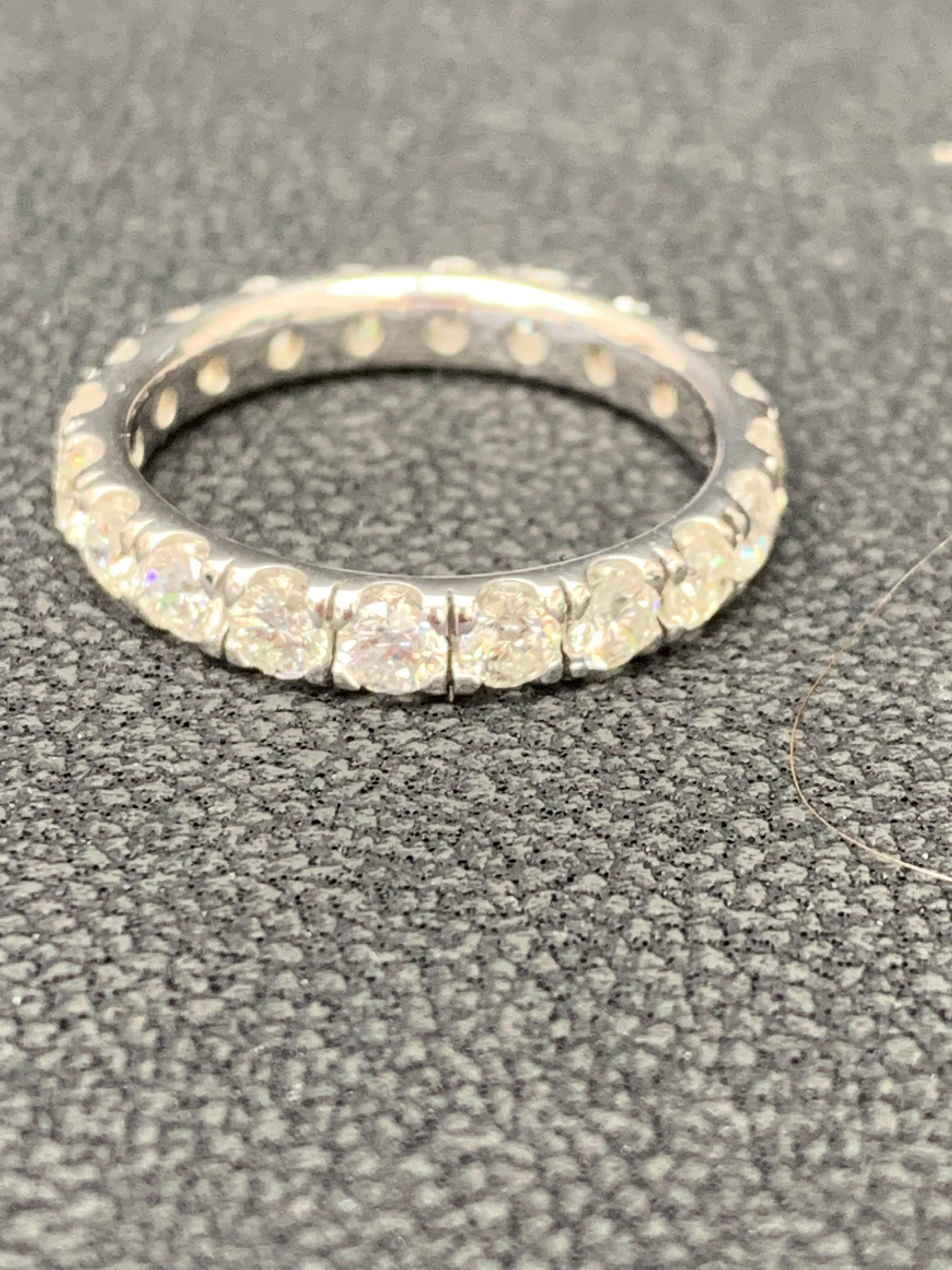 1.94 Carat Round Diamond Eternity Wedding Band in 14K White Gold For Sale 2
