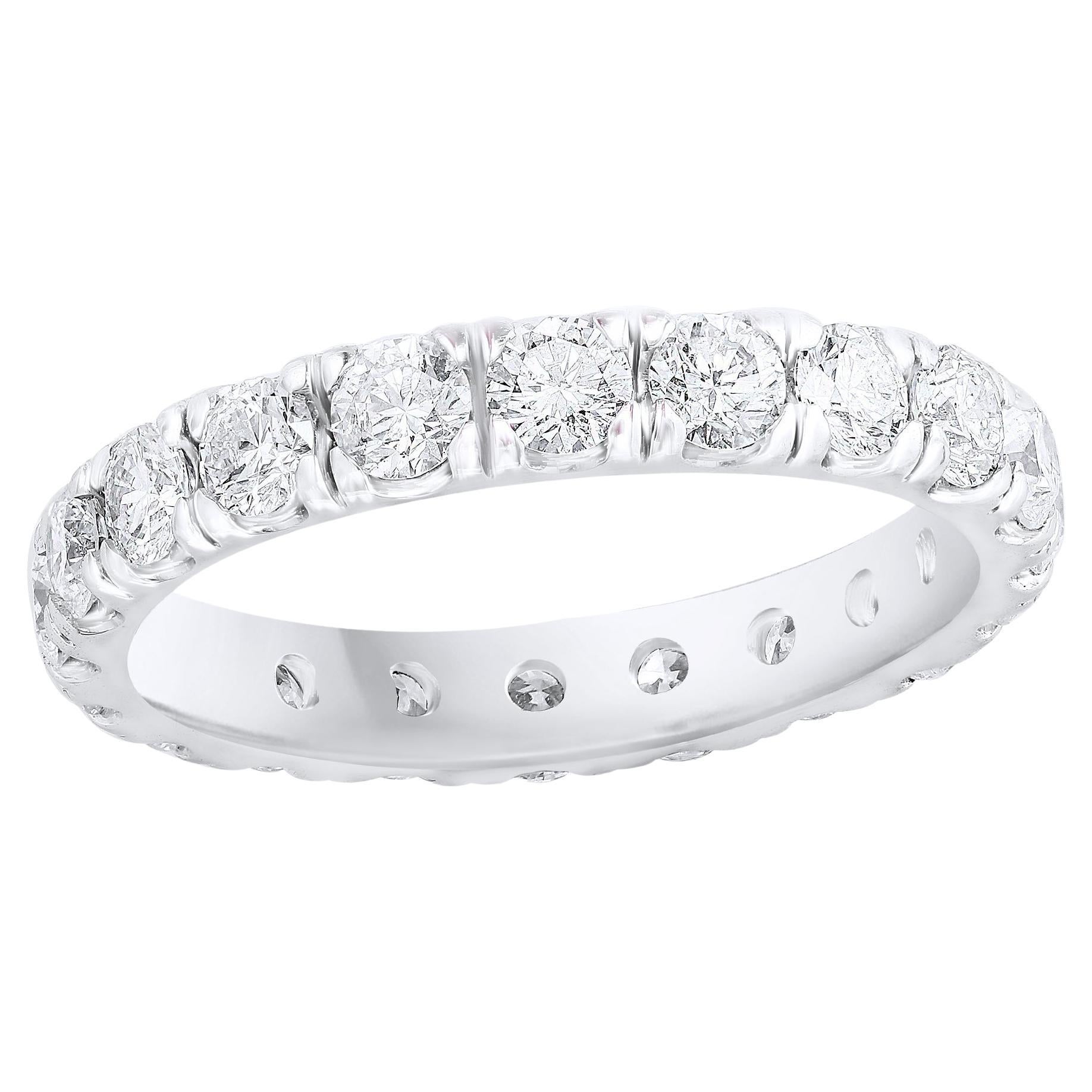 1.94 Carat Round Diamond Eternity Wedding Band in 14K White Gold For Sale