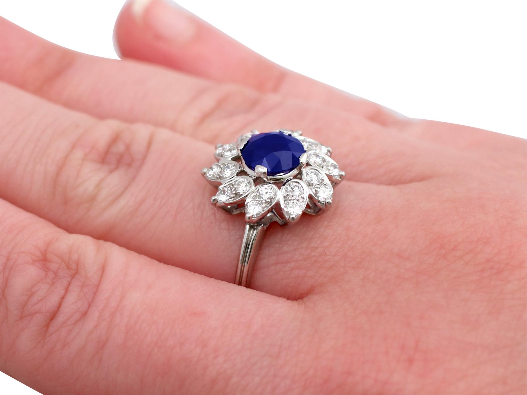 1.94 Carat Sapphire and Diamond Platinum Cocktail Ring For Sale 2