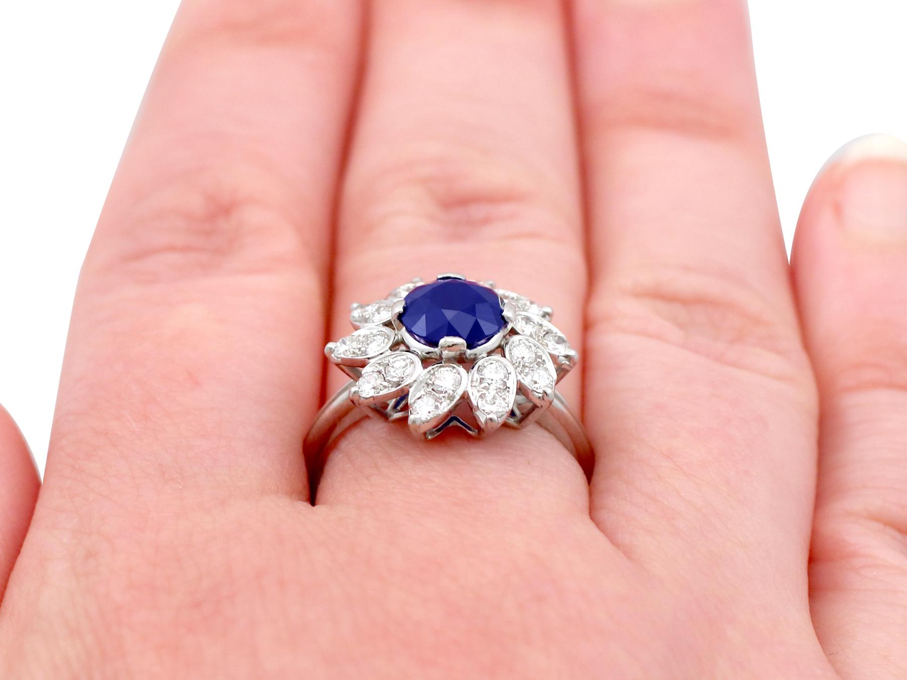 1.94 Carat Sapphire and Diamond Platinum Cocktail Ring For Sale 3