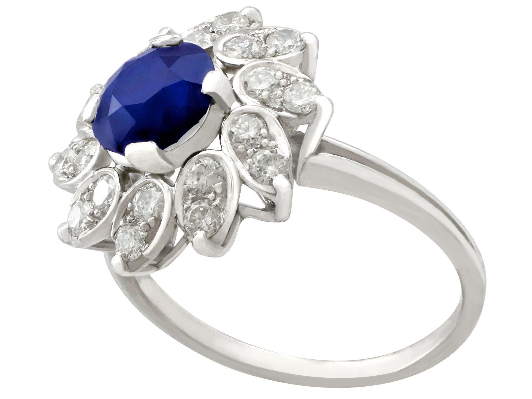 1.94 Carat Sapphire and Diamond Platinum Cocktail Ring In Excellent Condition For Sale In Jesmond, Newcastle Upon Tyne
