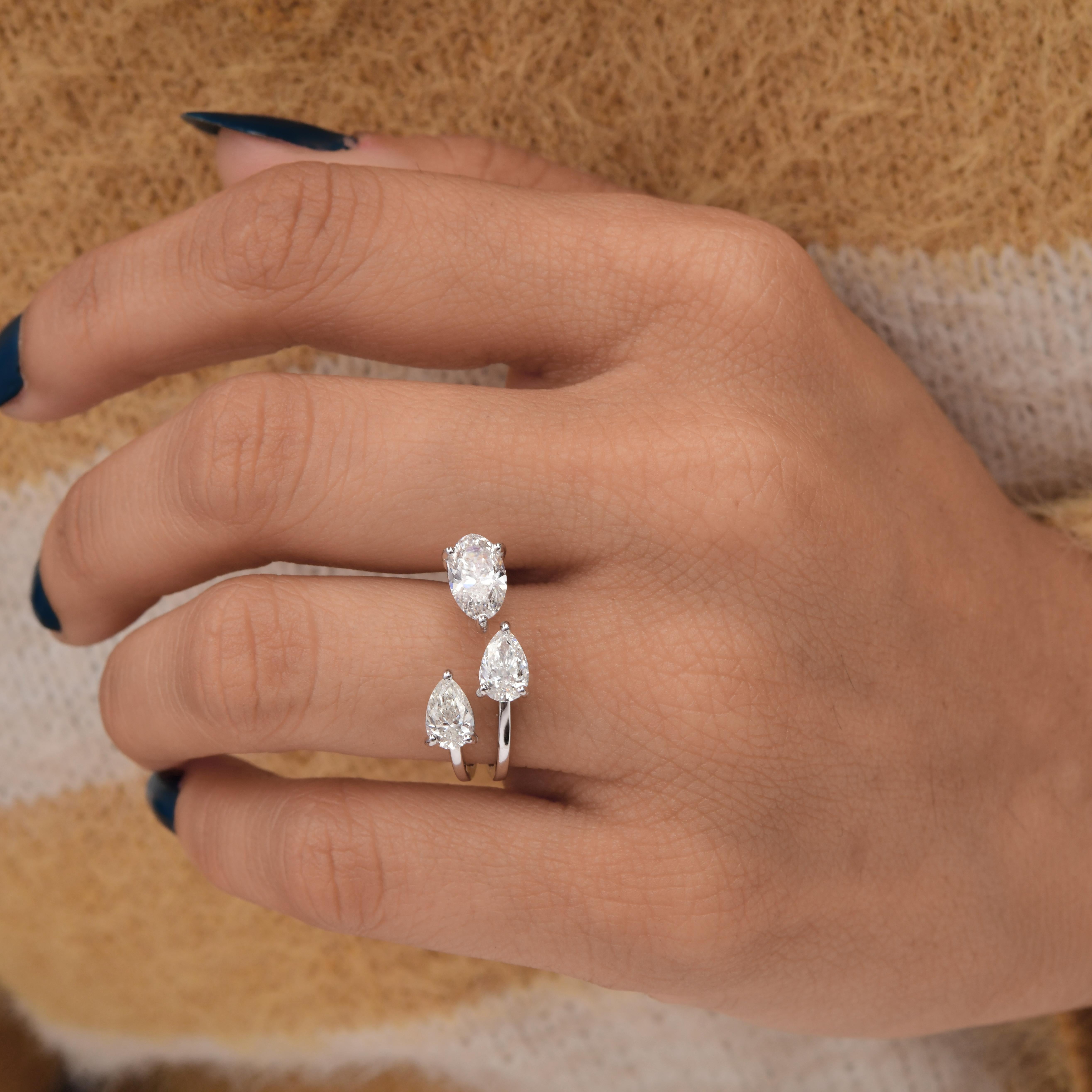 in vendita:  1,94 Carati SI Chiarezza HI Colore Anello da polso con diamante ovale a pera in oro bianco 14 Karati 2