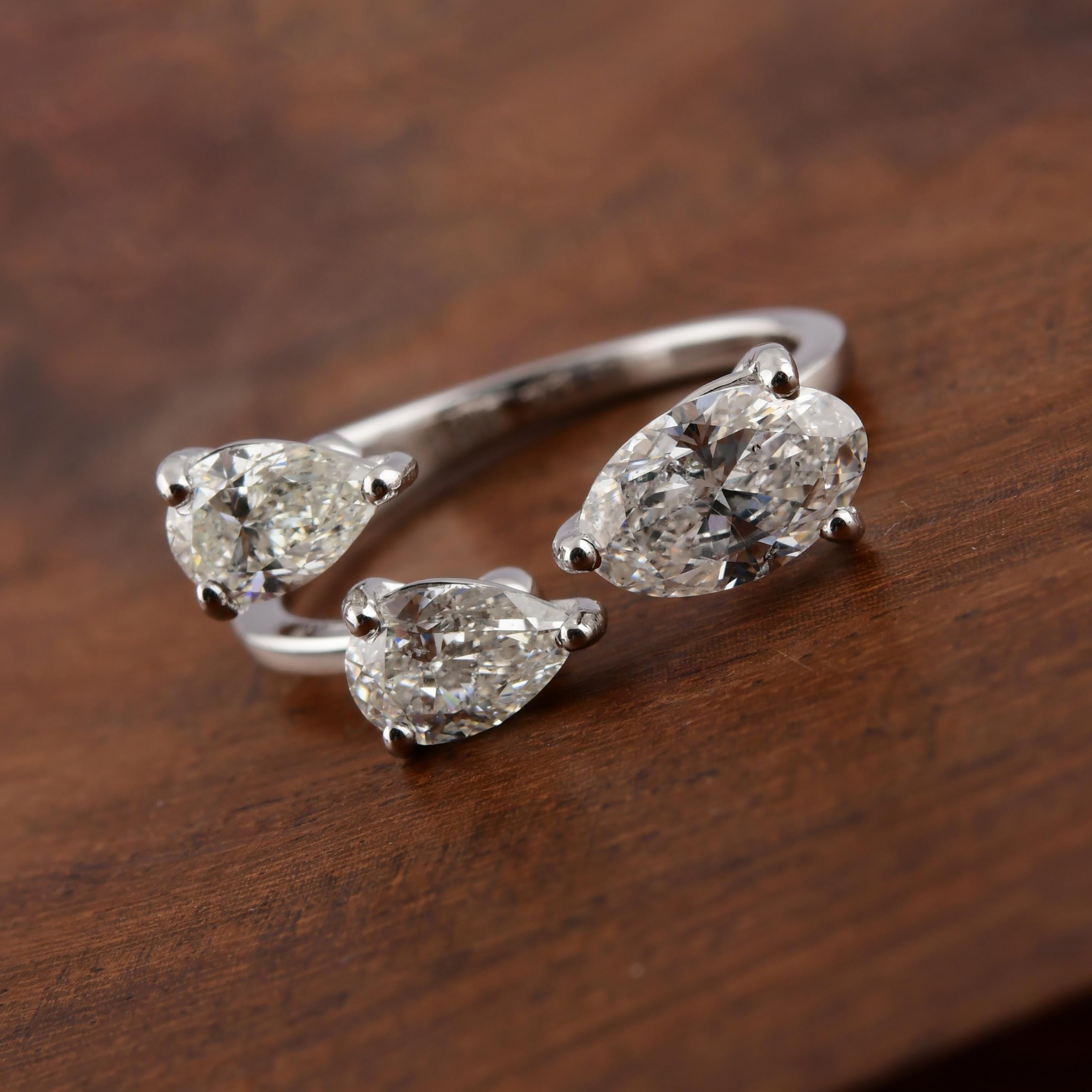Anello da polso con diamante ovale a pera da 1,94 carati SI Clarity HI Color Oro bianco 18 carati in vendita 1