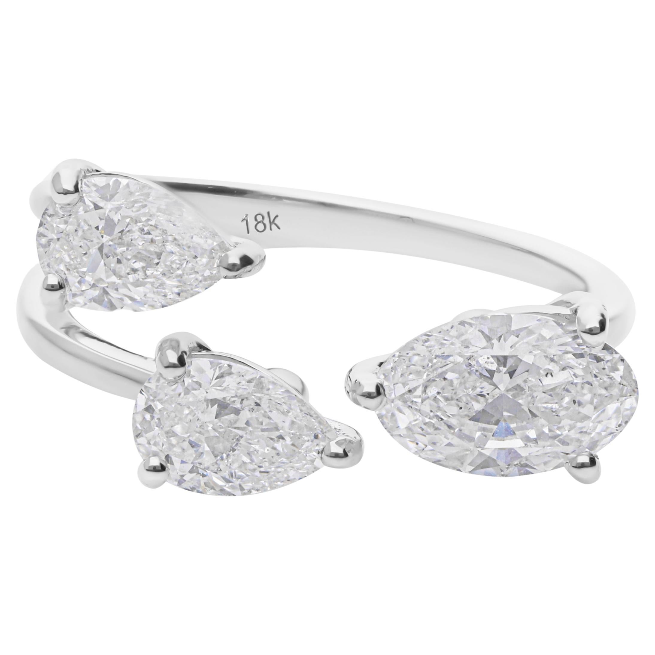 Anello da polso con diamante ovale a pera da 1,94 carati SI Clarity HI Color Oro bianco 18 carati