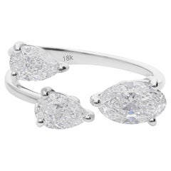 Anello da polso con diamante ovale a pera da 1,94 carati SI Clarity HI Color Oro bianco 18 carati