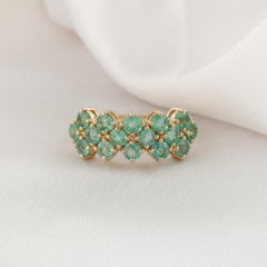 1.94 Carat Zambian Emerald Gemstone Clover Ring 14 Karat Yellow Gold Jewelry