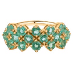 1.94 Carat Zambian Emerald Gemstone Clover Ring 14 Karat Yellow Gold Jewelry